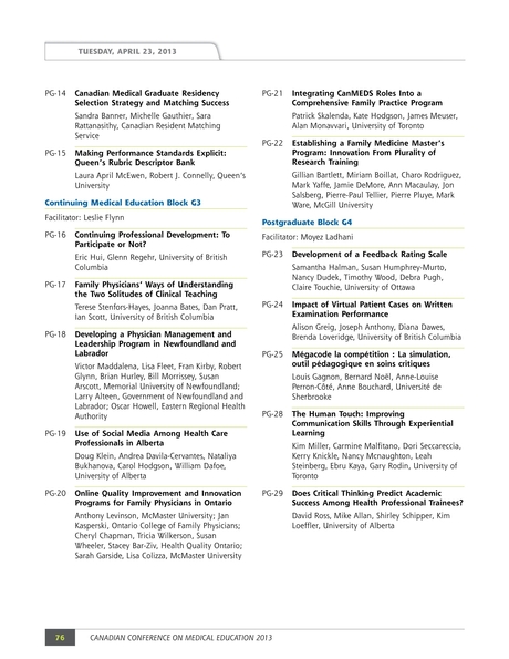 Ccme 2013 Final Program