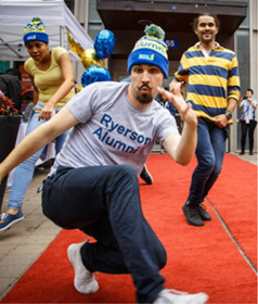 Image of flash mob dance performance outside the Student Campus Centre