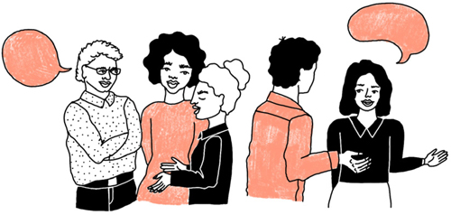 illustrations of people talking