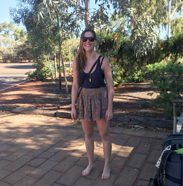 Jessica Wynne Lockhart, Journalism ’08, sheds her shoes.