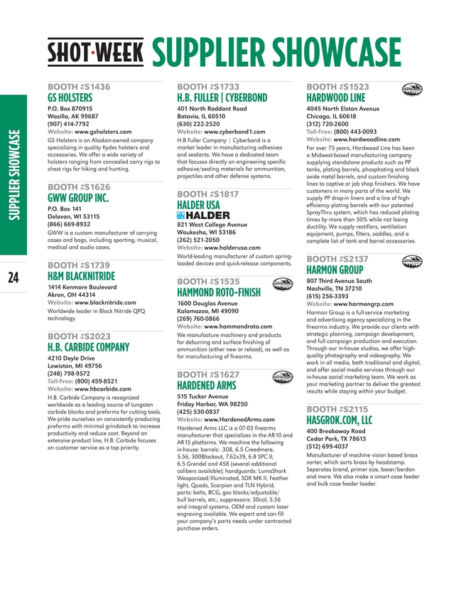 Shot Week Supplier Showcase 2018 Directory