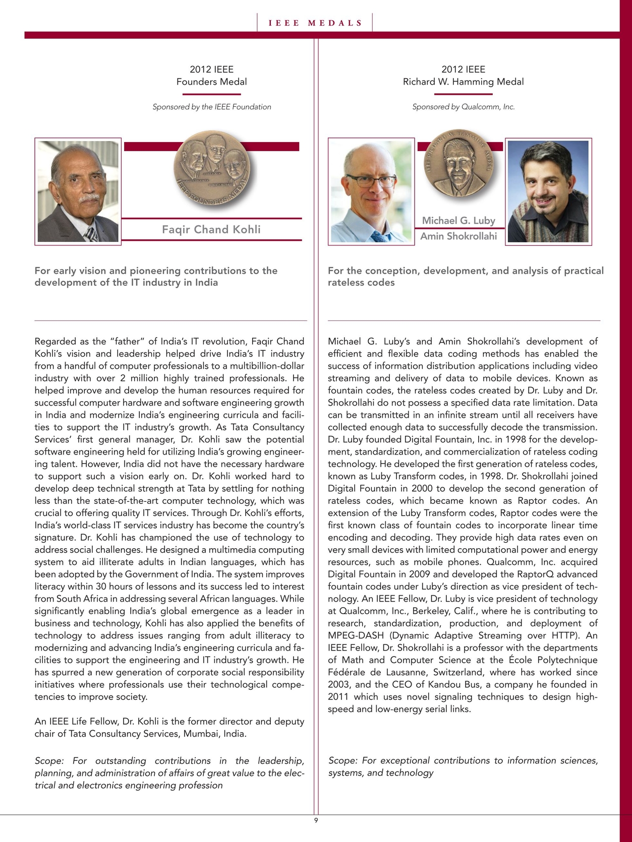 Ieee Awards Booklet 2012