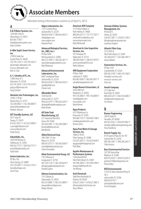 Florida Rural Water 2012 2013 Membership Directory