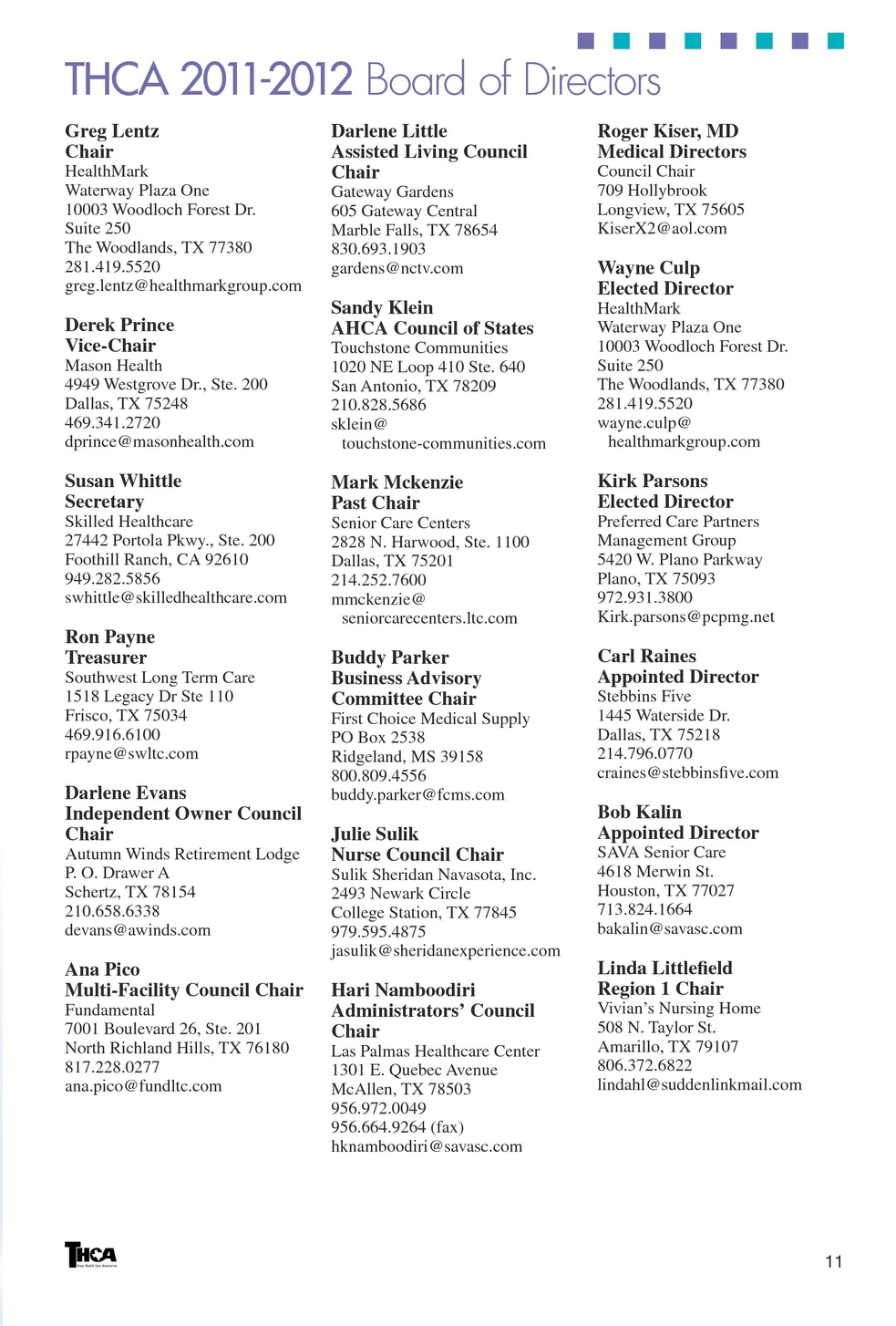 texas health care association 2011 2012 membership directory