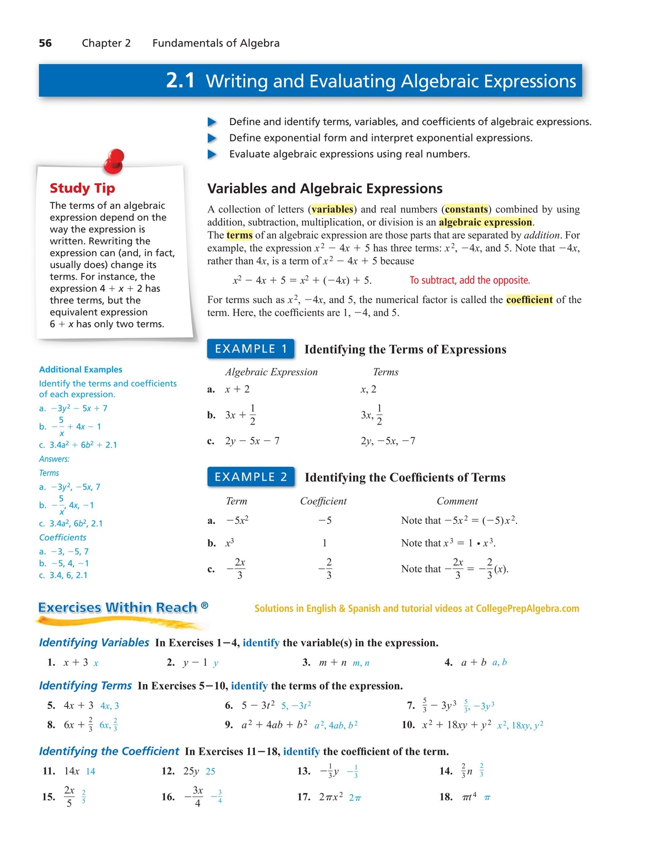 terms in algebra