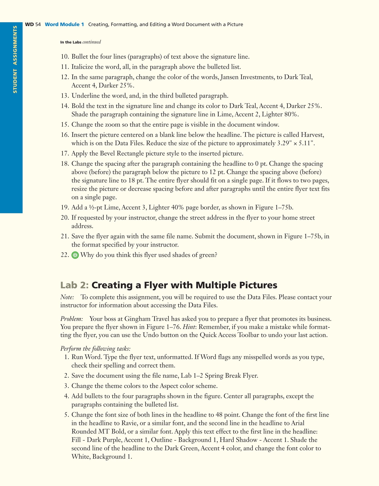 microsoft office 365 2016 introductory illustrated series wd 54 create a flyer assignment