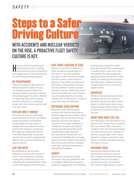 Modern Work Truck Solutions January 2025 - STEPS TO A SAFER DRIVING CULTURE