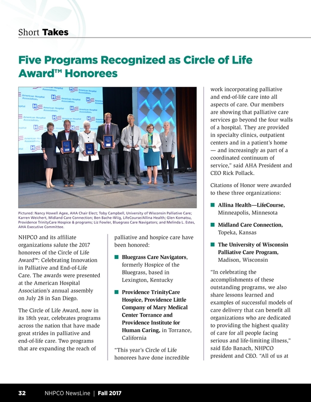 Nhpco Newsline Fall 17 National Hospice And Palliative Care Month