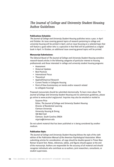 The Journal of College and University Student Housing ...