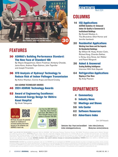 ASHRAE Journal - March 2024 - Contens