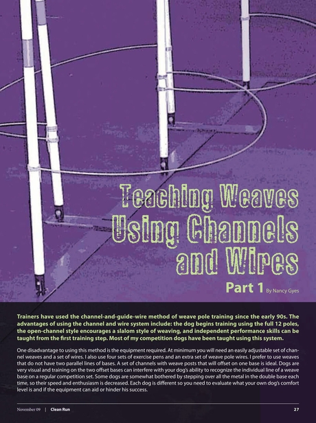 Clean Run Magazine - November 2009 - Teaching Weaves Using Channels and ...