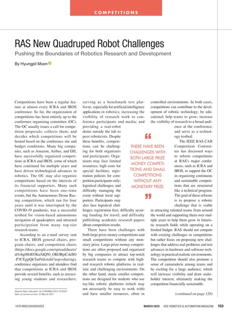 IEEE Robotics & Automation Magazine - March 2023 - 103