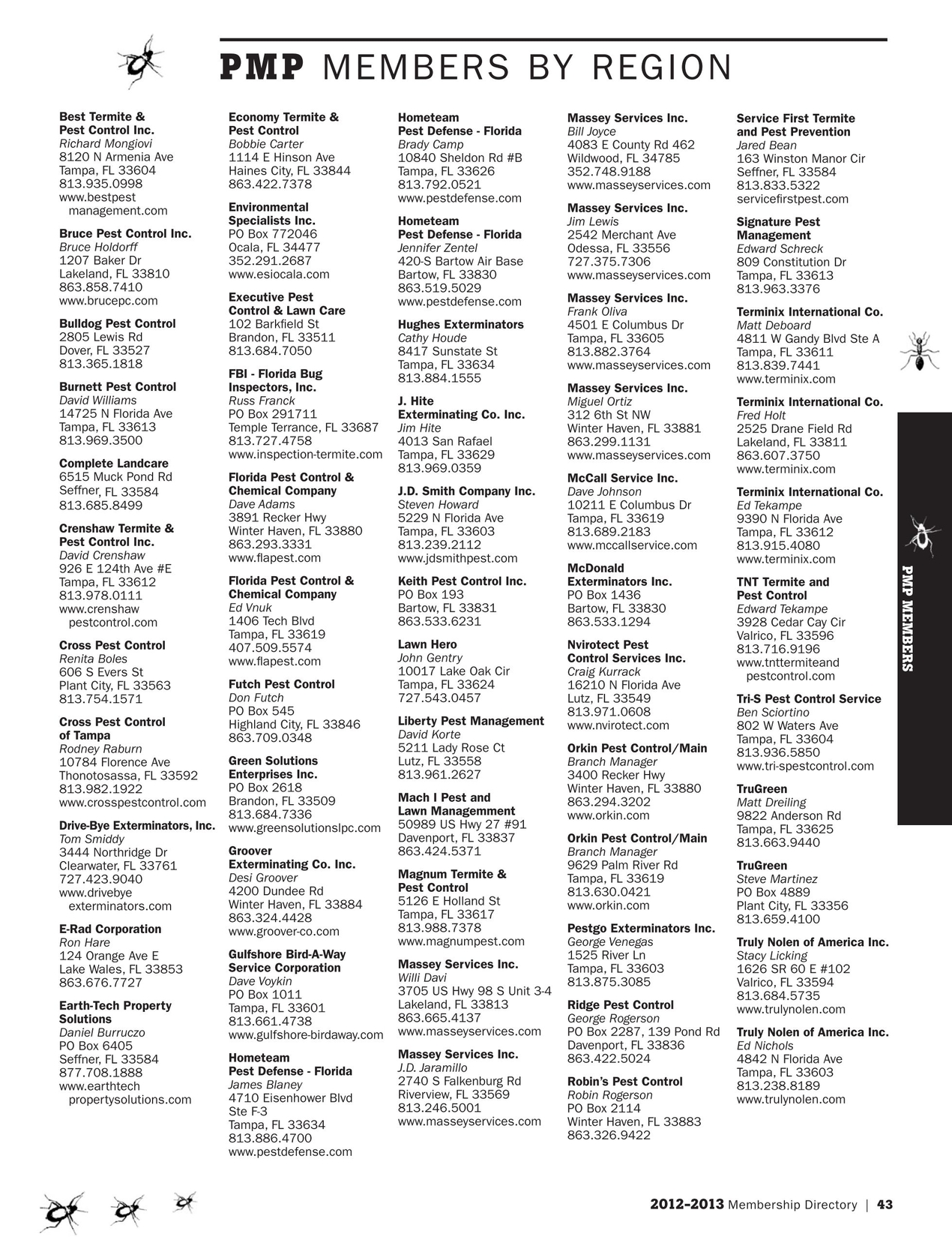 Florida Pest Management Ociation 2017 Membership Directory