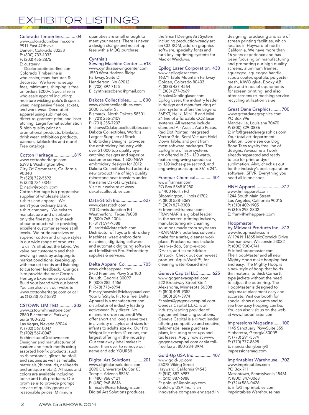 Iss Las Vegas 2017 Show Directory