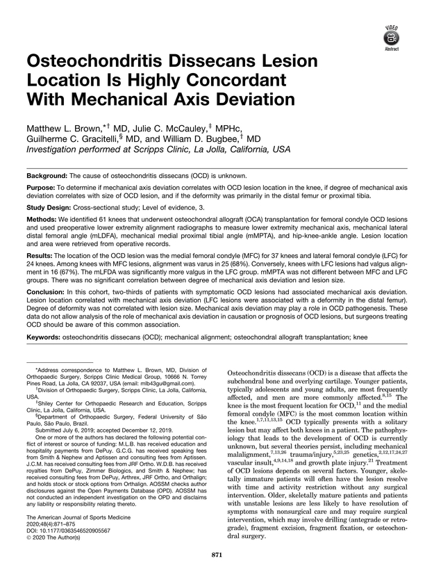 The American Journal of Sports Medicine - March II 2020 - 871