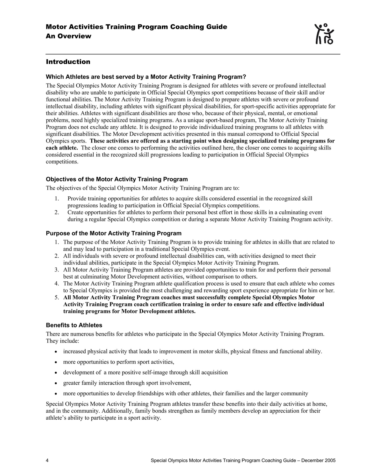 Motor Activity Training Program Motor Activities Training Program