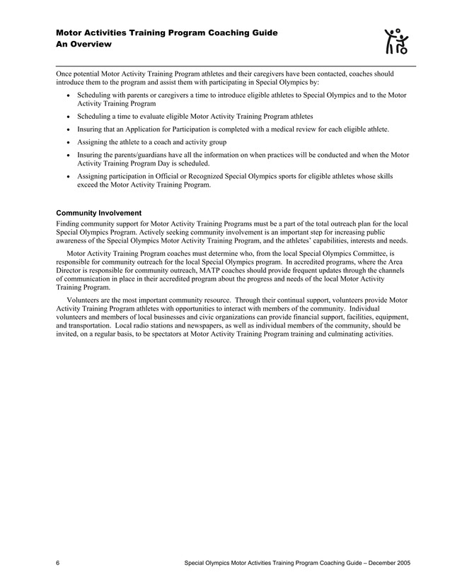 Motor Activity Training Program Motor Activities Training Program