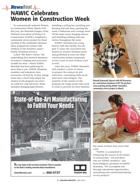 Building Industry Magazine May 2012 NAWIC Celebrates Women In 